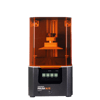 The Original Prusa SL1S SPEED, a desktop resin printer under an orange UV hood