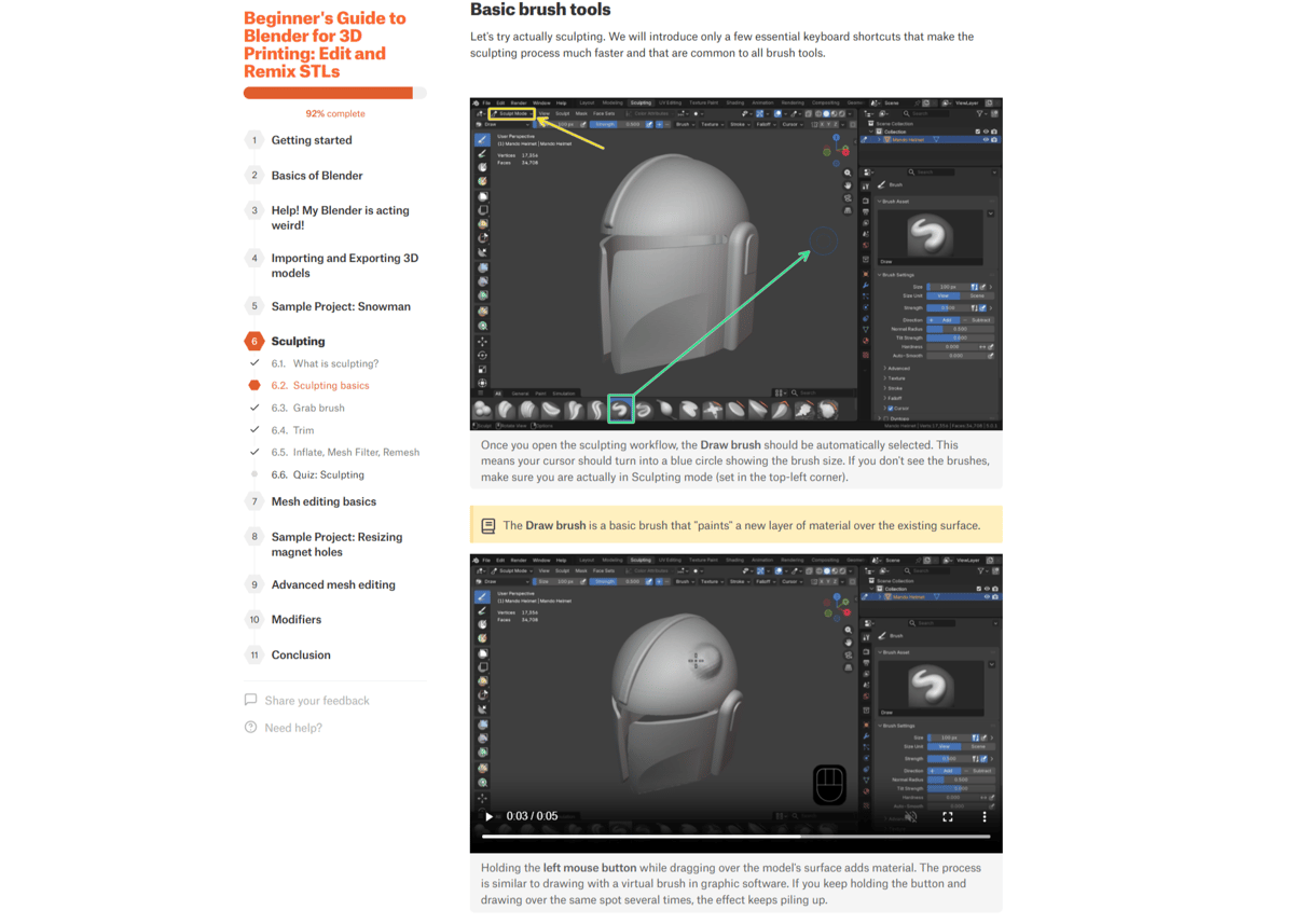 Screenshot of Prusa Academy course