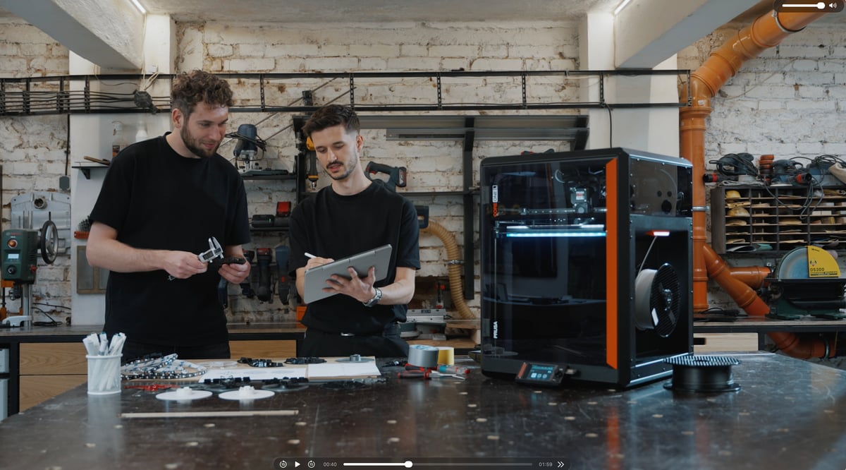A production floor lined with Prusa printers running in parallel