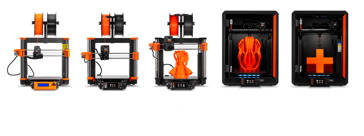 Evoluce 3D tiskáren od MK3S po CORE One+ ukazuje naši filozofii modulárního a upgradovatelného designu.