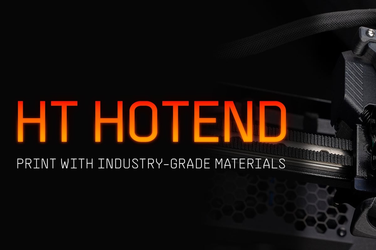 The HT Hotend on a CORE One L, with the title HT Hotend