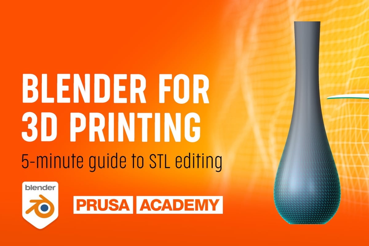 Blender for 3D printing artwork, with a vase and the Prusa Academy mark